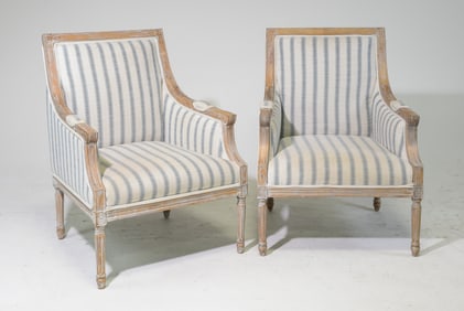 Pair of French Style Painted Arm Chairs