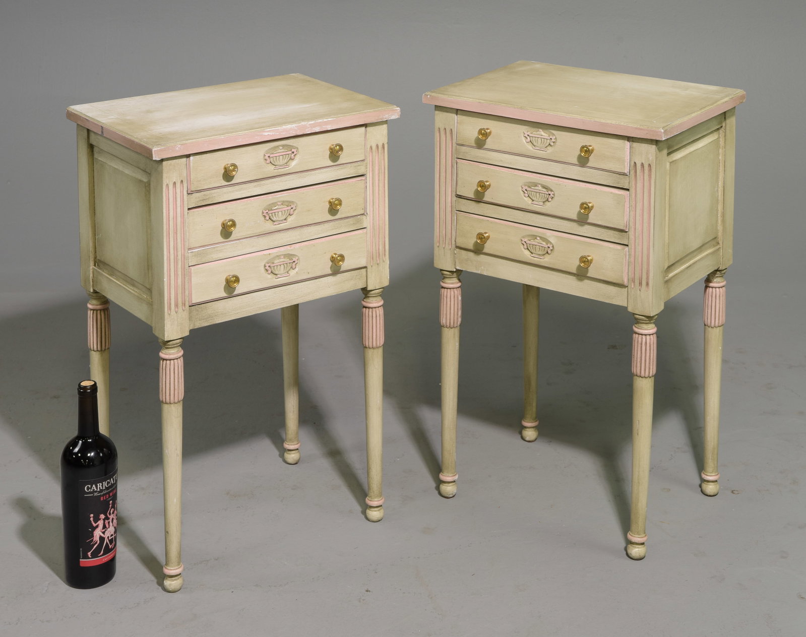 French Painted Pair of Chests / Nightstands #1: French Painted Pair of Chests / Nightstands - 26.5 in tall x 16.5 x 12 each
