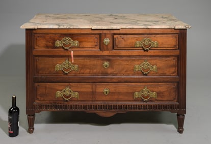 Louis XVI Style Marble Top 4 Drawer Chest