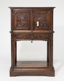 Renaissance Style Oak Credence Cupboard