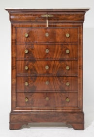 Louis Philippe Style Tall Marble Top Chest