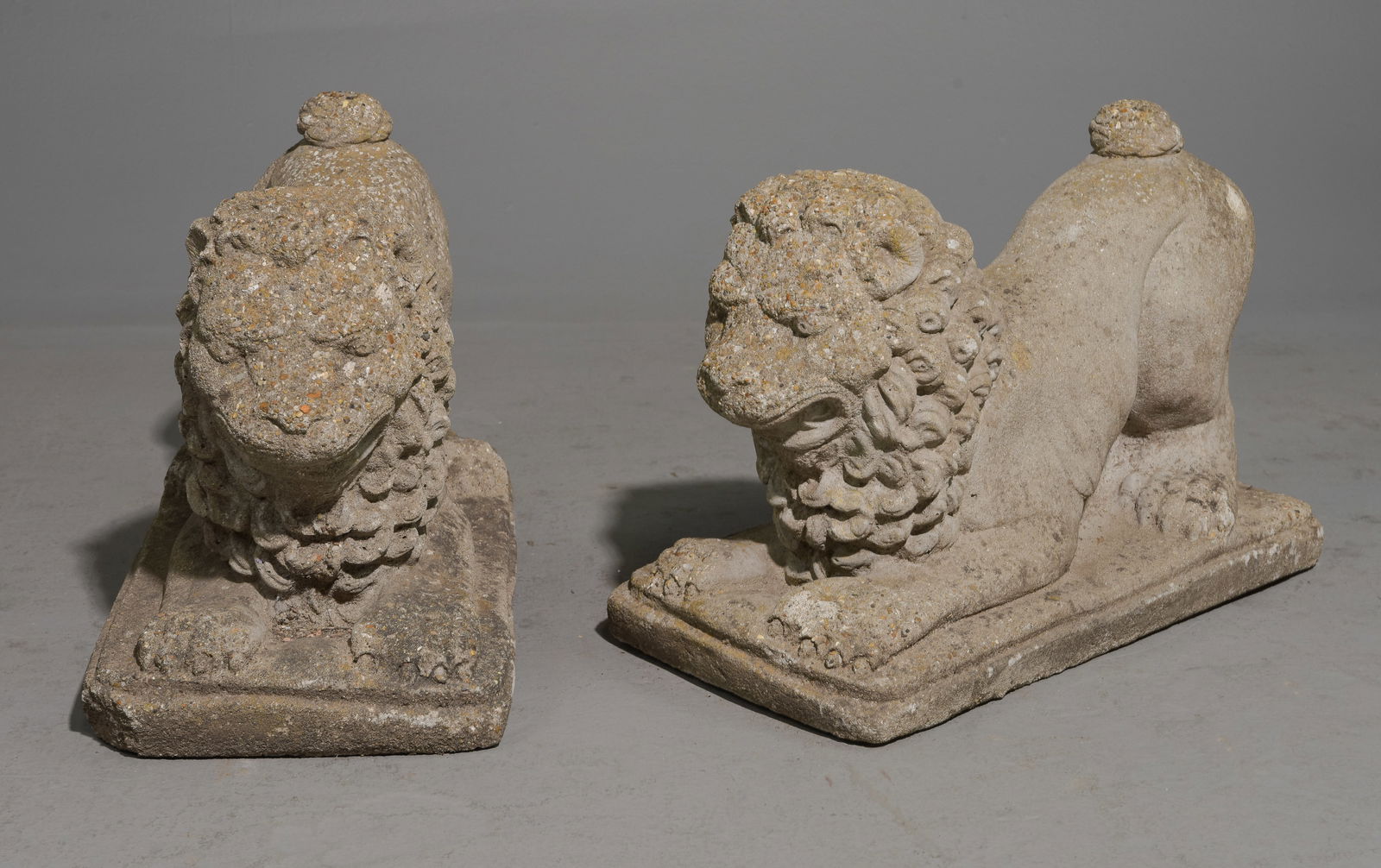 Cast Stone / Concrete Pair of Stalking Lions (1 of 6)