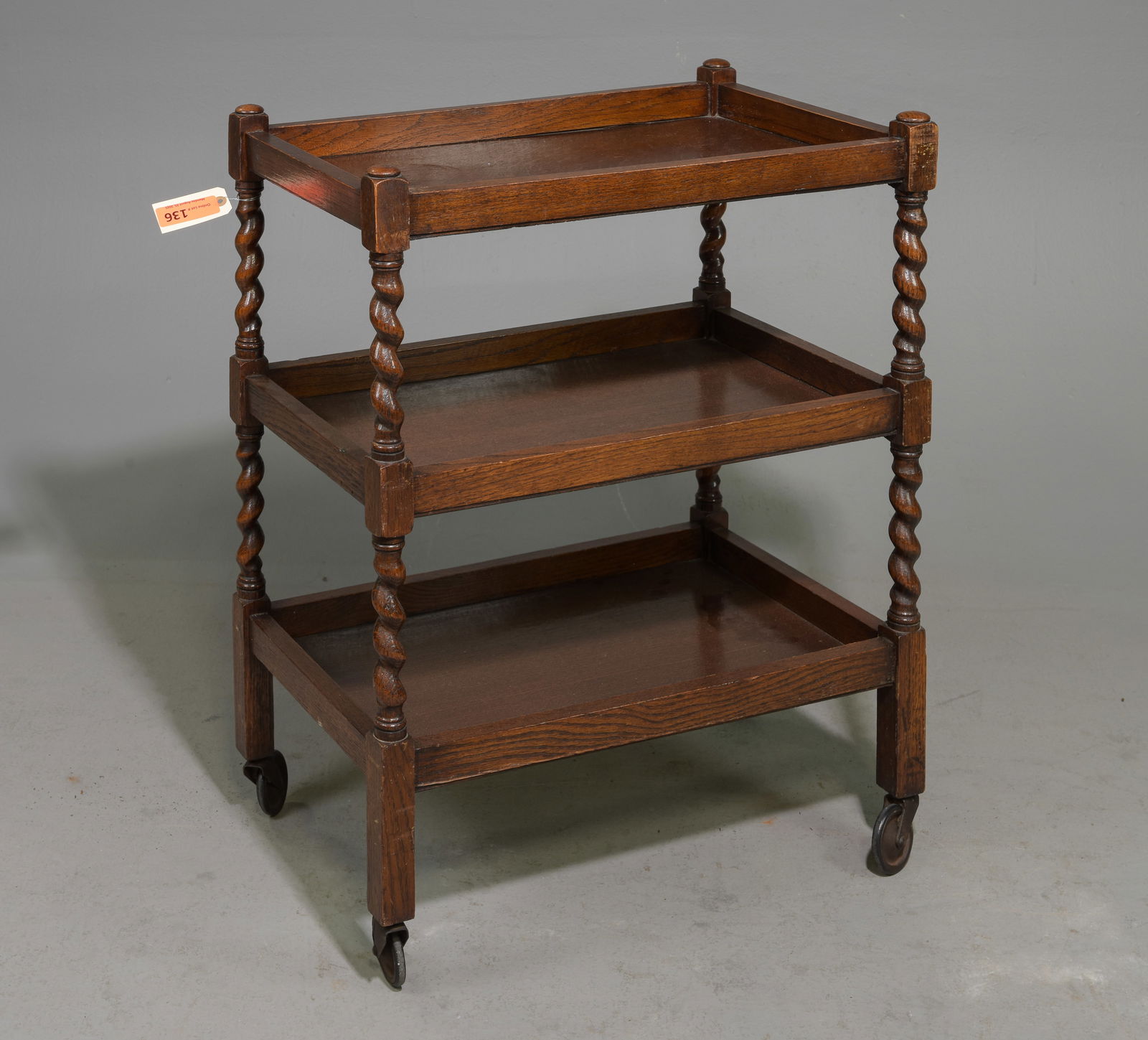 British Oak Barley Twist Three Tier Trolley (1 of 5)