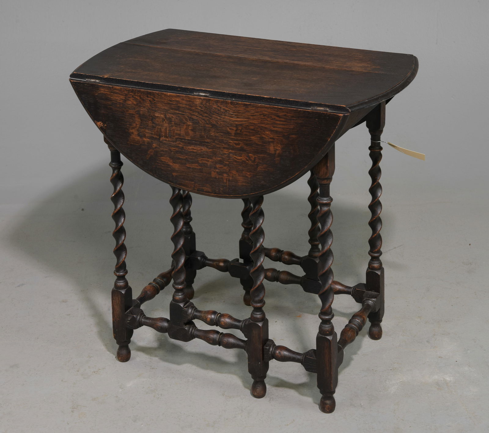 British Oak Small Drop Leaf Barley Twist Table (1 of 3)