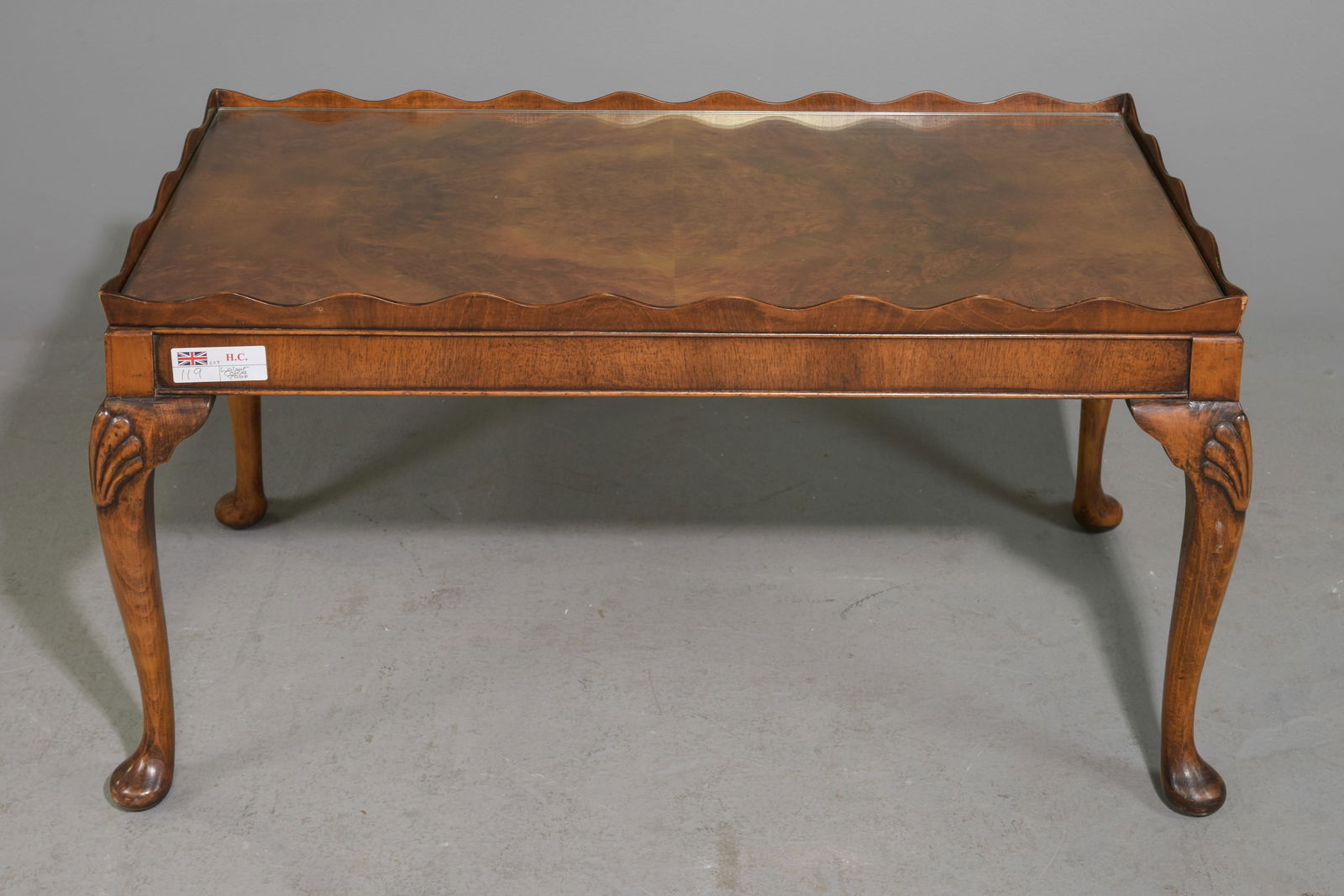 British Walnut Glass Top Coffee Table (1 of 3)