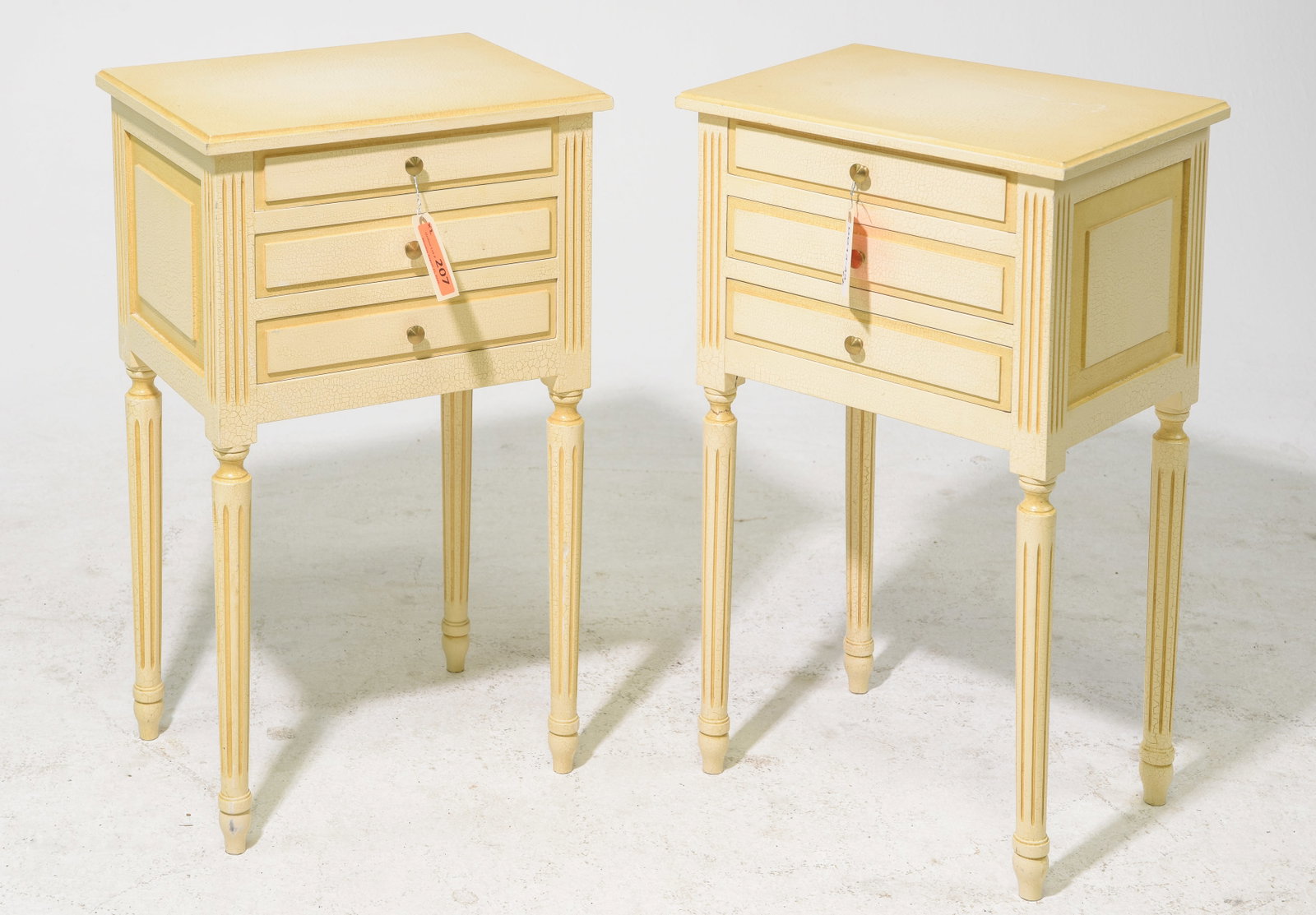 Louis XVI Style Pair of Painted Chests: French Louis XVI Style Pair of Painted Chests / Nightstands - 27 in tall x 16.5 x 12 each