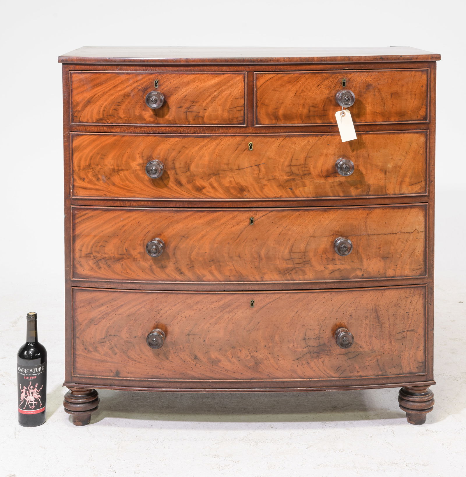British Mahogany Bow Front Chest c.1890's (1 of 9)