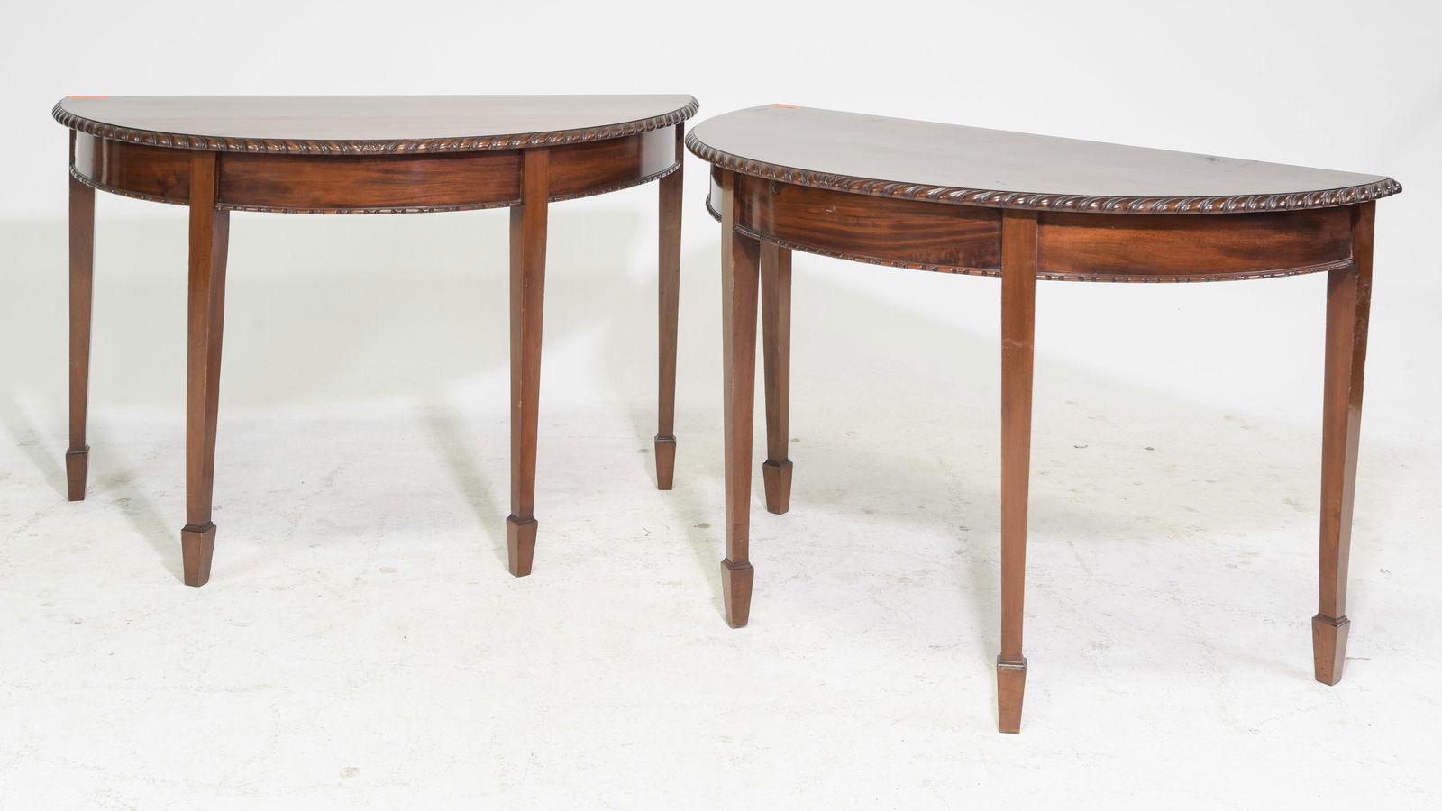 British Mahogany Pair of Demilune Hall Tables (1 of 4)