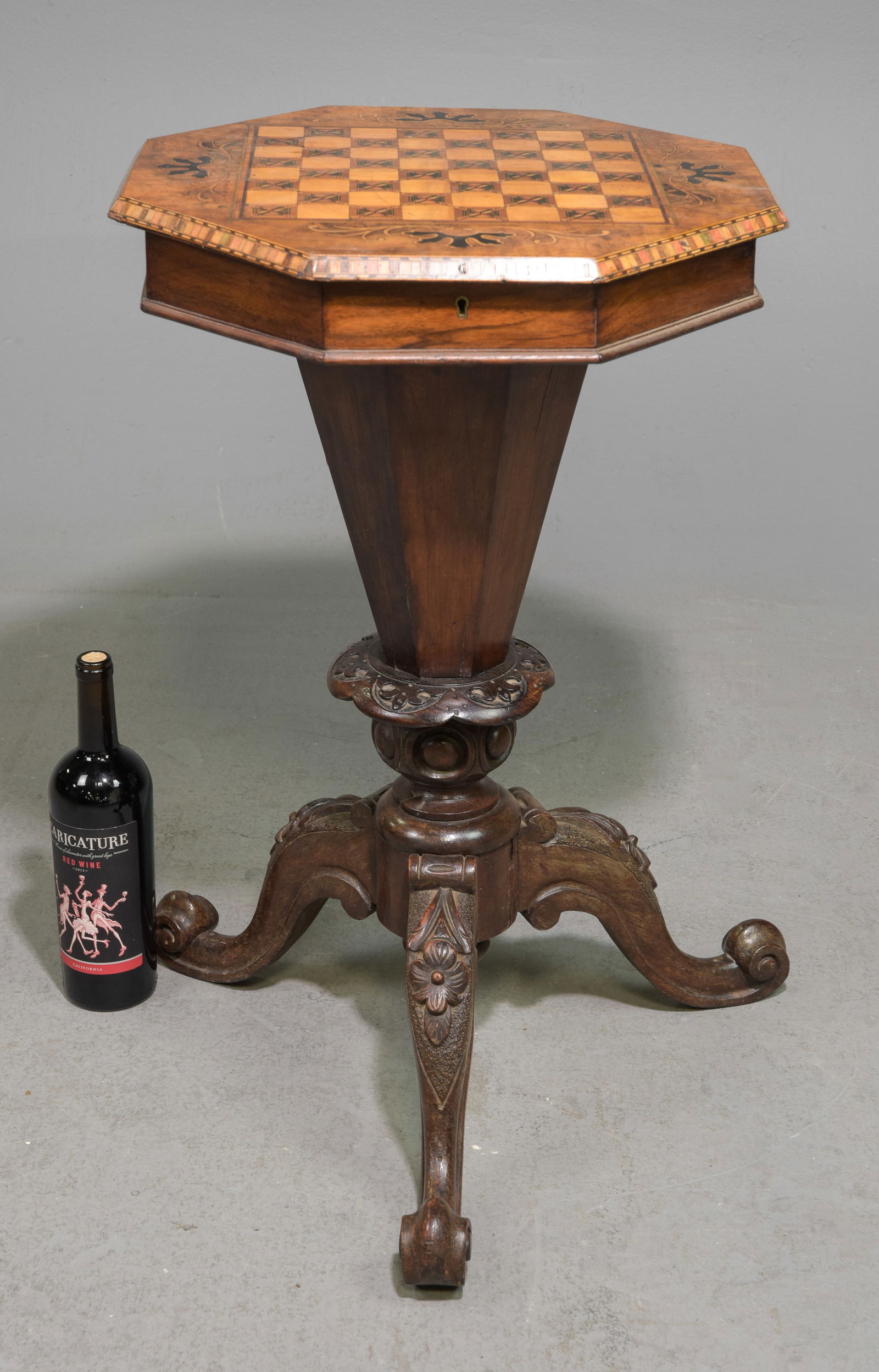 British Walnut Trumpet Base Sewing Table (1 of 5)