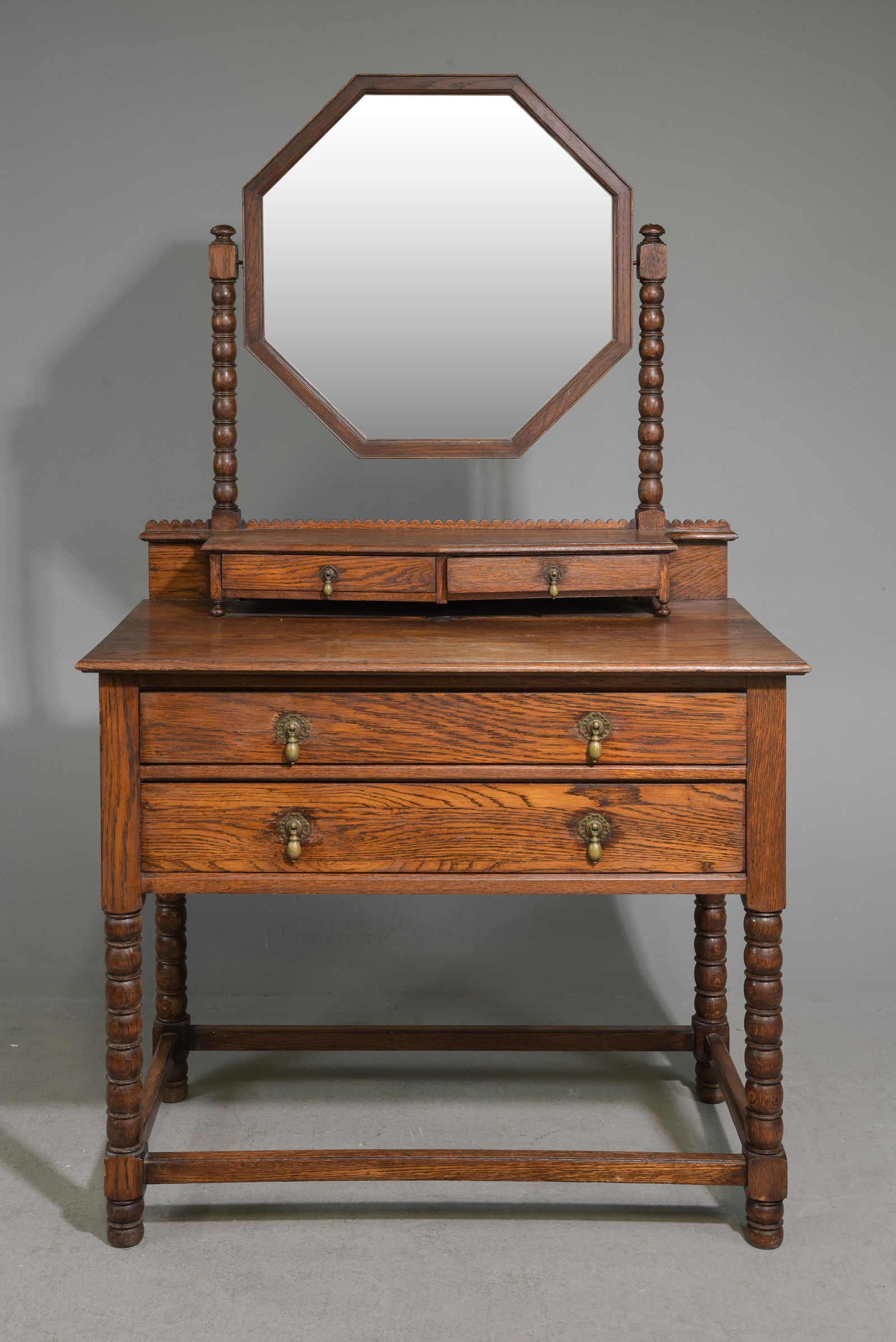 English Oak Dressing Chest c.1940's: English Oak Dressing Chest c.1940's - 62.5 in tall x 36 x 22, Floor to top of surface is 30.5 inches