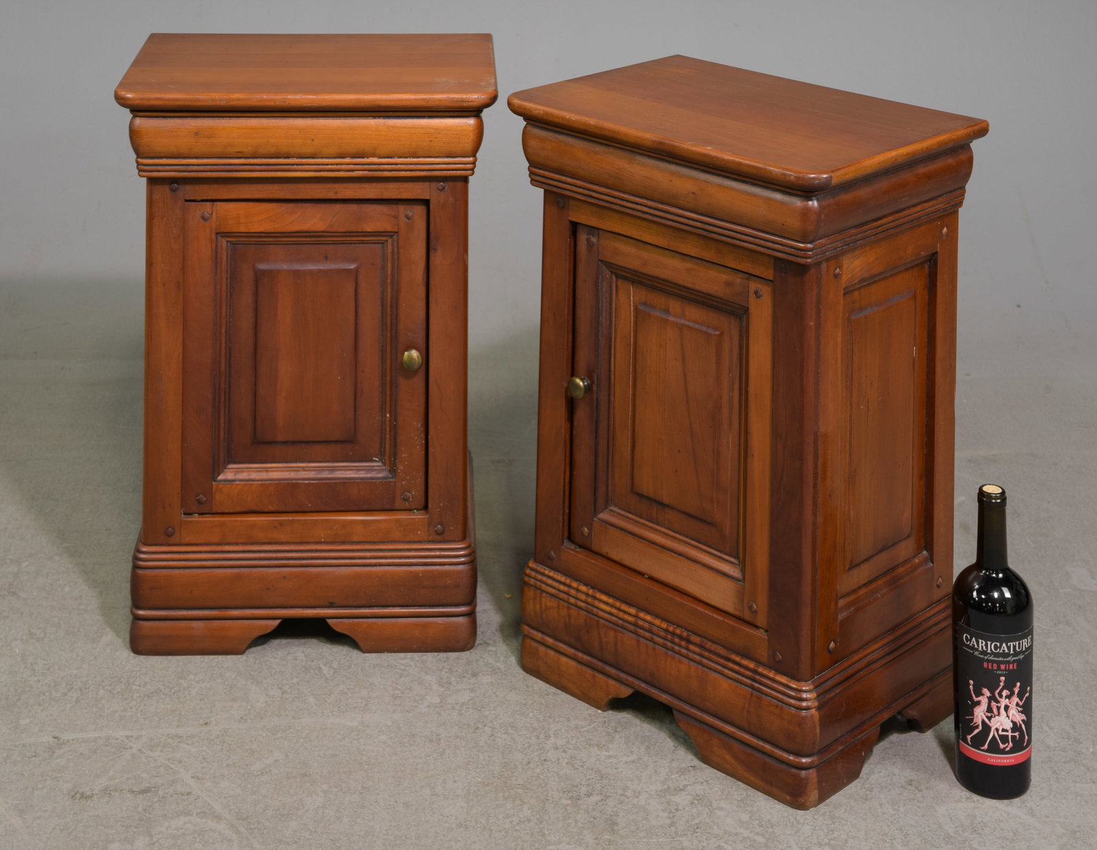 Louis Philippe Style Left & Right Nightstands: 2 French Louis Philippe Style Left & Right Nightstands / Occasional Cabinets - 25.75 in tall x 17.5 x 12.75 each
