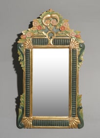 French Polychrome / Gilded Framed Mirror