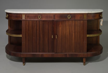 Louis XVI Style White Marble Top Curved Sideboard