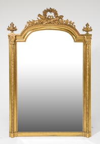 Louis XVI Style Gold Framed Beveled Mirror