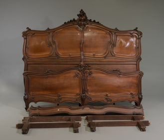 Louis XV Style Walnut Bed with Rails