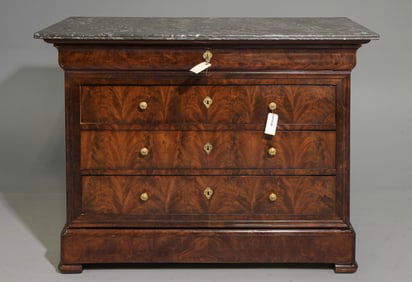 Louis Philippe Style Mahogany Marble Top Chest #1