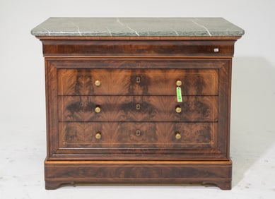 Louis Philippe Style Mahogany Marble Top Chest #2