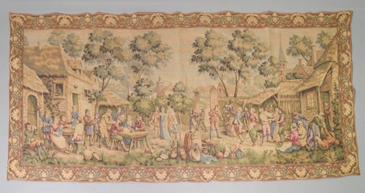 French Needlepoint Large Tapestry - Village Gathering