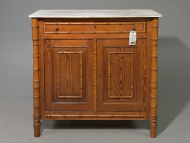 Faux Bamboo White Marble Top Buffet