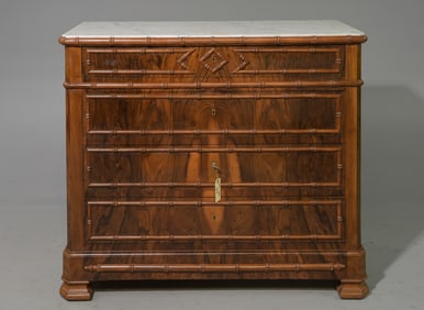 Faux Bamboo White Marble Top Chest