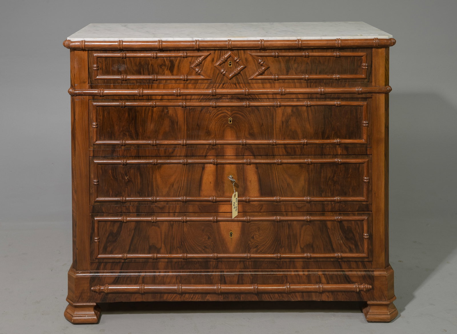 Faux Bamboo White Marble Top Chest (1 of 5)