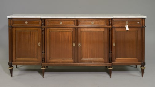 Louis XVI Style White Marble Top Sideboard
