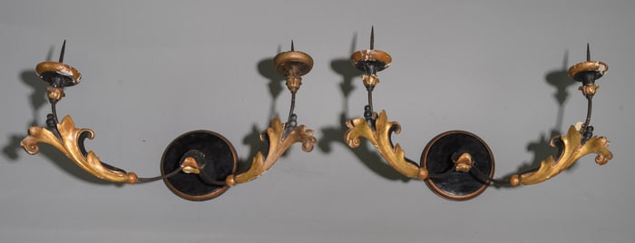 Italian Pair of Large Two Arm Sconces