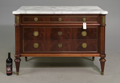Louis XVI Style White Marble Top Chest #1