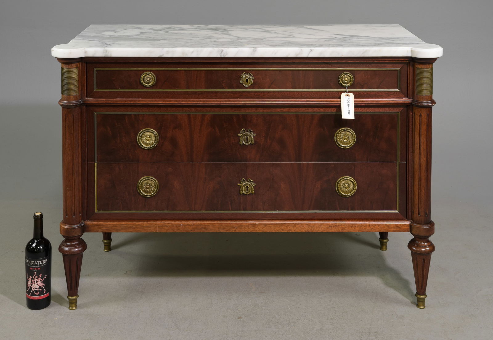 Louis XVI Style White Marble Top Chest #1