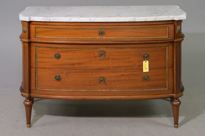 Louis XVI Style White Marble Top Chest #2