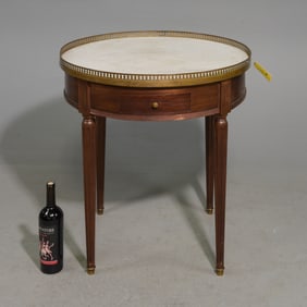 Louis XVI Style White Marble Top Boulette Table