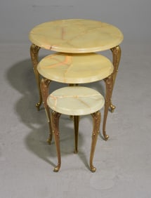 French Brass Gigognes Onyx Top Tables