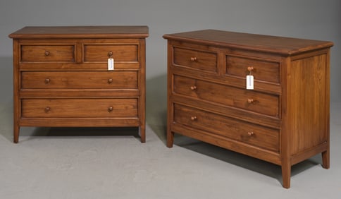 French Pair of Oak Five Drawer Chests / Bedsides