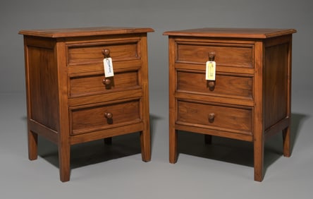 French Pair of Oak Three Drawer Chests