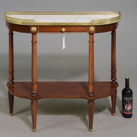 Louis XVI Style White Marble Top Hall Table