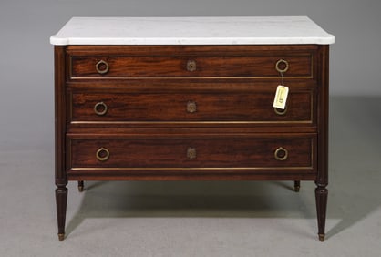 Louis XVI Style White Marble Top Chest #2
