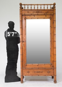 French Faux Bamboo Mirror Door Robe