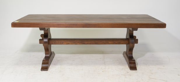 French Solid Oak Trestle Base Monastery Table