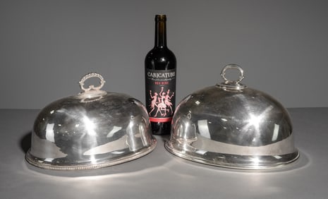 2 Small Silverplate Meat Domes / Food Covers #1