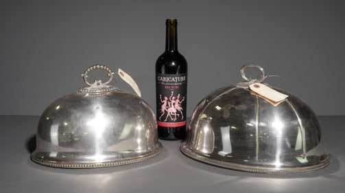 2 Small Silverplate Meat Domes / Food Covers #2