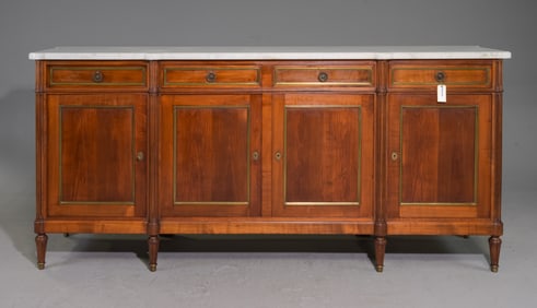 Louis XVI Style White Marble Top Sideboard