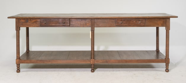 French Bobbin Leg Large Drapers Table with Drawers
