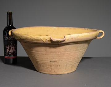 French Yellow Glazed Tian / Gresal Terracotta Bowl #2