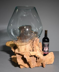Large Blown Glass & Driftwood Terrarium #1