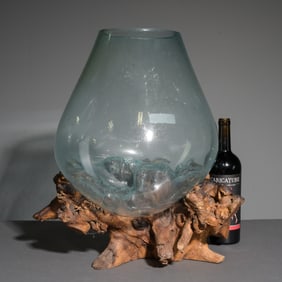 Large Blown Glass & Driftwood Terrarium #2