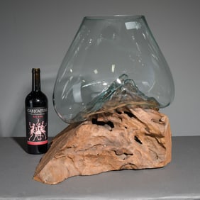 Large Blown Glass & Driftwood Terrarium #3