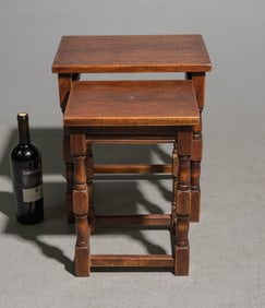 British Oak Nest of Two Tables
