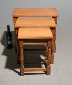 British Oak Nest of Three Tables