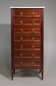 Louis XVI Style White Marble Top Semainniere