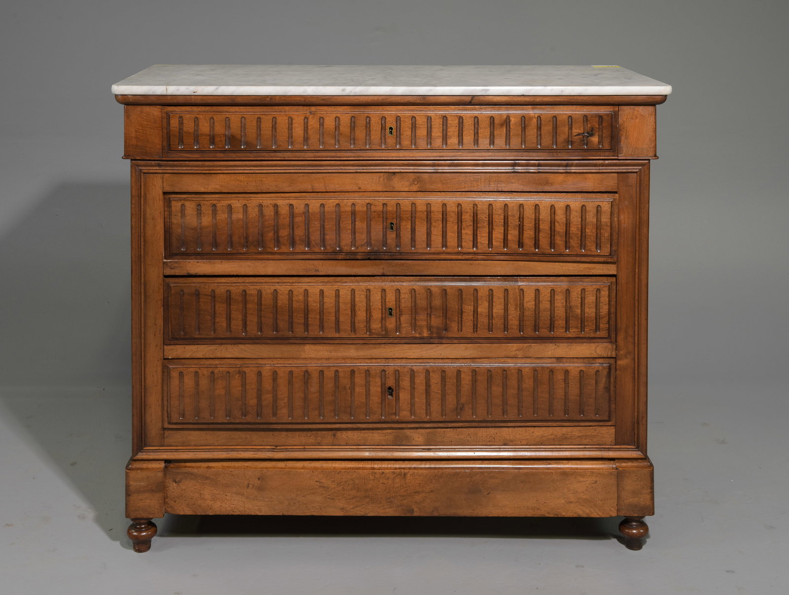 French White Marble Top Walnut Chest (1 of 8)
